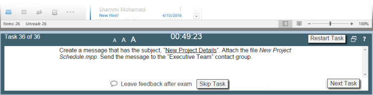 Image showing example of underlined task text inside quotation marks, an example of italicized text, and an example of text inside of quotation marks.